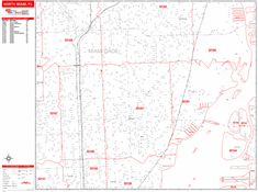 North Miami Wall Map Zip Code Red Line Style 2024